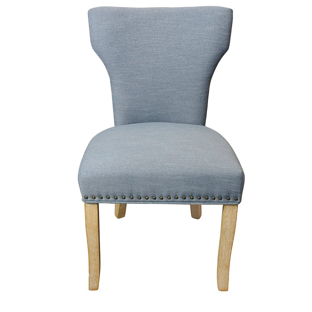 Jill Linen Fabric Side Chair Denim with Natural Legs - Set of 2