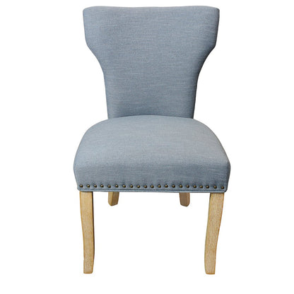Jill Linen Fabric Side Chair Denim with Natural Legs - Set of 2