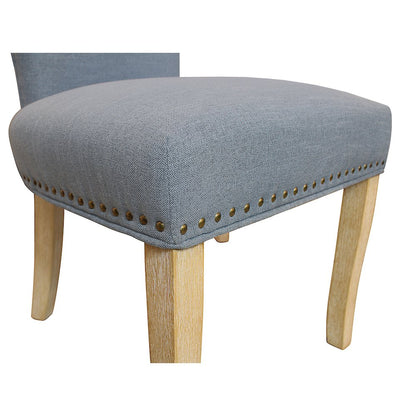 Jill Linen Fabric Side Chair Denim with Natural Legs - Set of 2