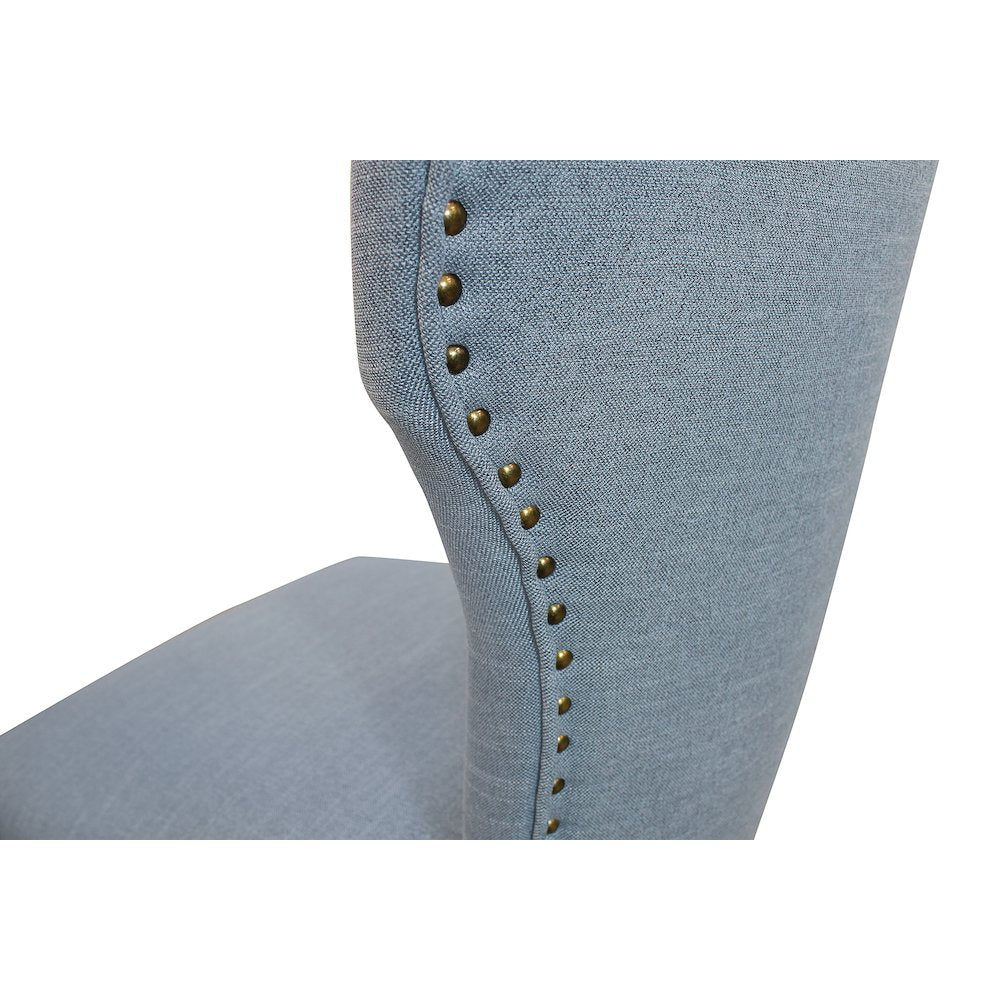 Jill Linen Fabric Side Chair Denim with Natural Legs - Set of 2