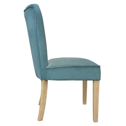 Cleo Velvet Fabric Side Chair Teal with Natural Legs - Set of 2