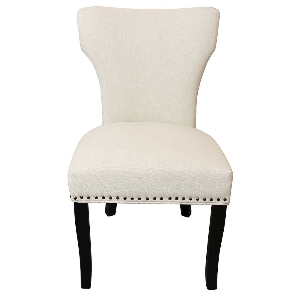 Jill Linen Fabric Side Chair Ivory with Antique Brown - Set of 2
