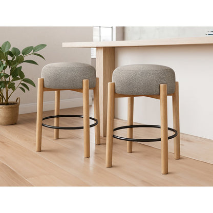 Natalia Counter Stool in Gray Boucle Fabric 2-Piece Set
