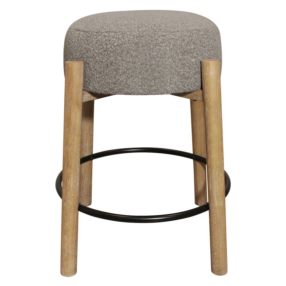 Natalia Counter Stool in Gray Boucle Fabric 2-Piece Set