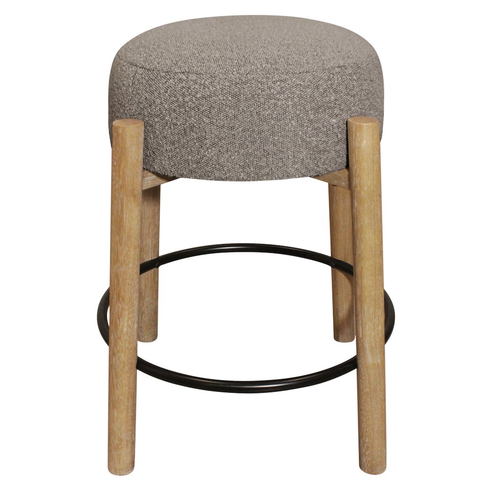Natalia Counter Stool in Gray Boucle Fabric 2-Piece Set