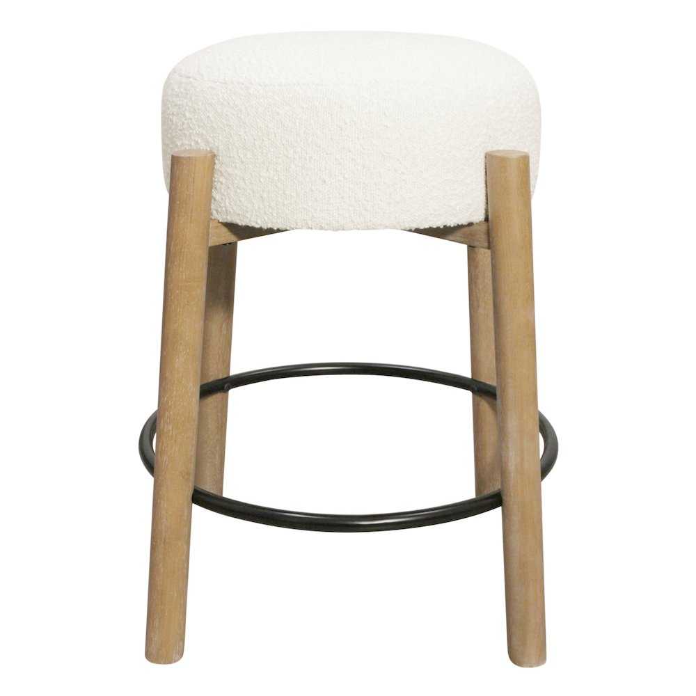 Natalia Counter Stool in Ivory Boucle Fabric 2-Piece Set