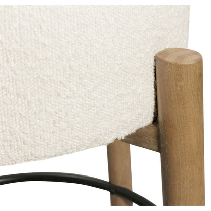 Natalia Counter Stool in Ivory Boucle Fabric 2-Piece Set