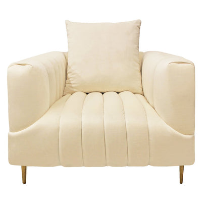 Ruth Lounge Chair in Ivory with 1 Toss Pillow