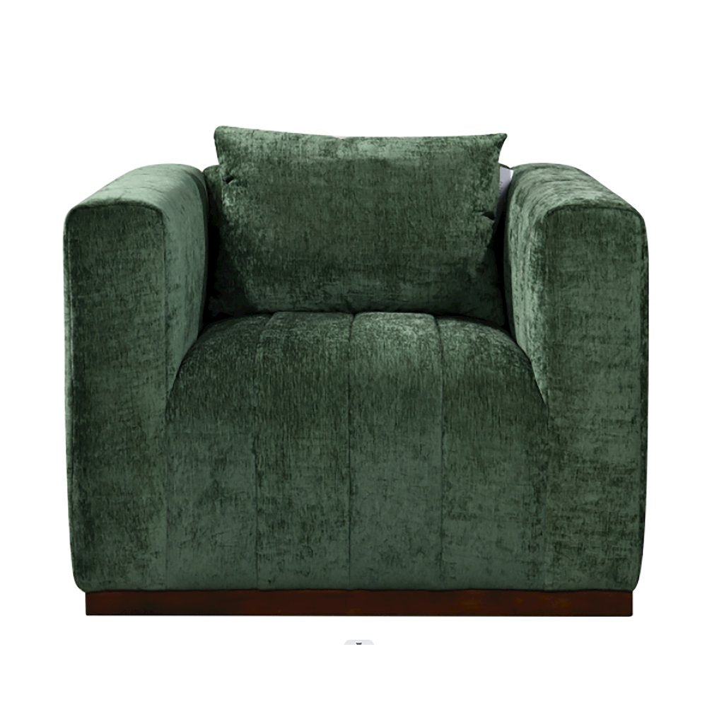 Mid-Century Modern Upton Lounge Chair in Cypress Green with 1 Toss Pillow