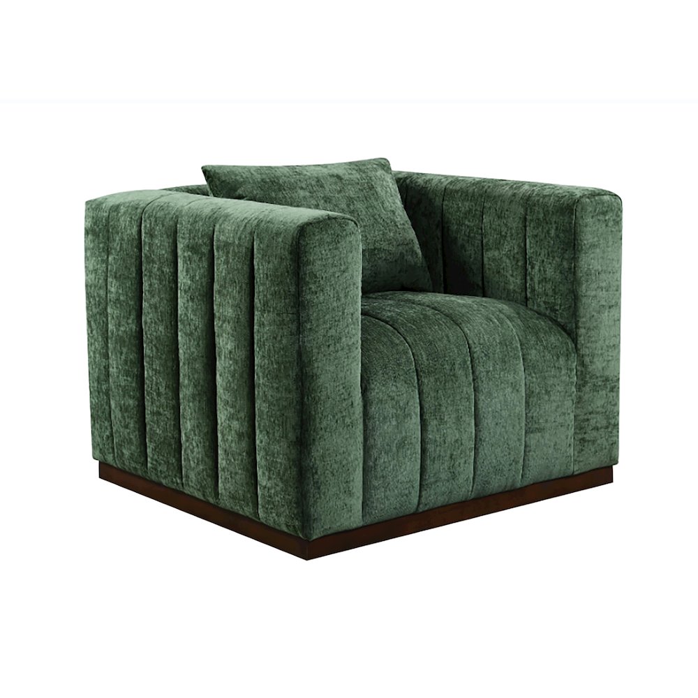 Mid-Century Modern Upton Lounge Chair in Cypress Green with 1 Toss Pillow
