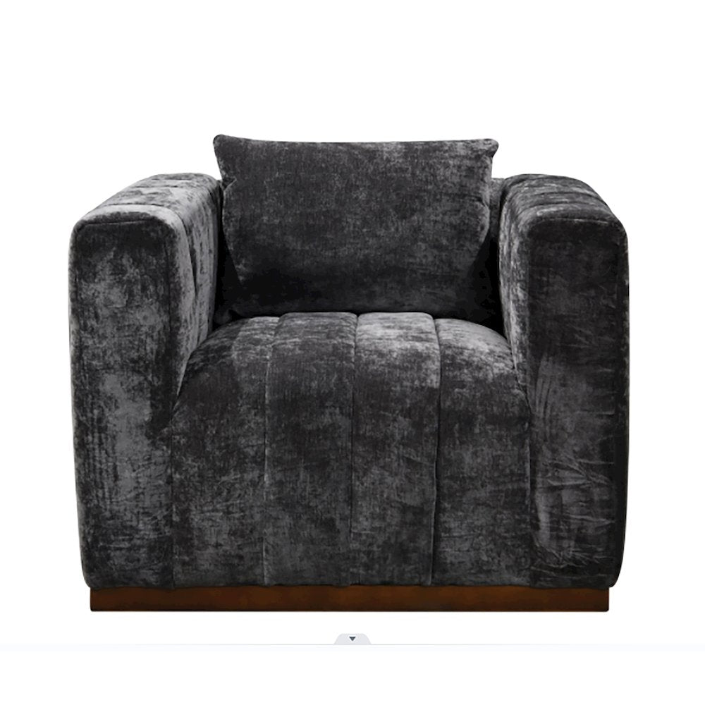 Mid-Century Modern Upton Lounge Chair in Prism Black with 1 Toss Pillow
