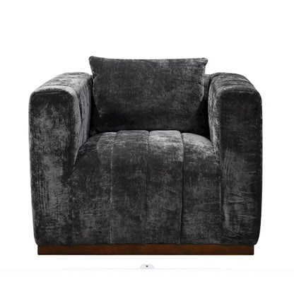 Mid-Century Modern Upton Lounge Chair in Prism Black with 1 Toss Pillow
