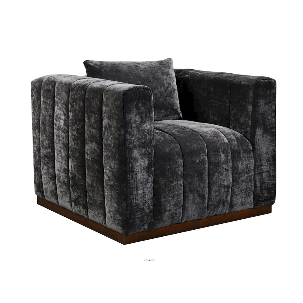 Mid-Century Modern Upton Lounge Chair in Prism Black with 1 Toss Pillow