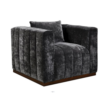 Mid-Century Modern Upton Lounge Chair in Prism Black with 1 Toss Pillow