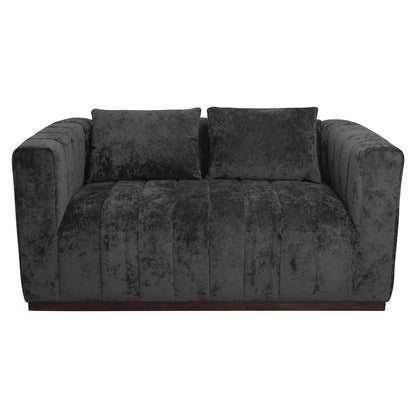 Mid-Century Modern Upton Loveseat in Prism Black with 2 Toss Pillows
