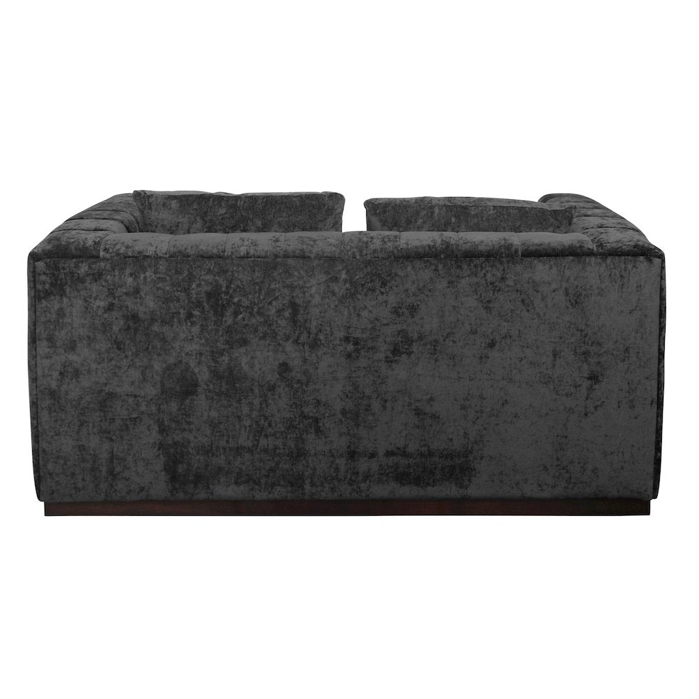 Mid-Century Modern Upton Loveseat in Prism Black with 2 Toss Pillows