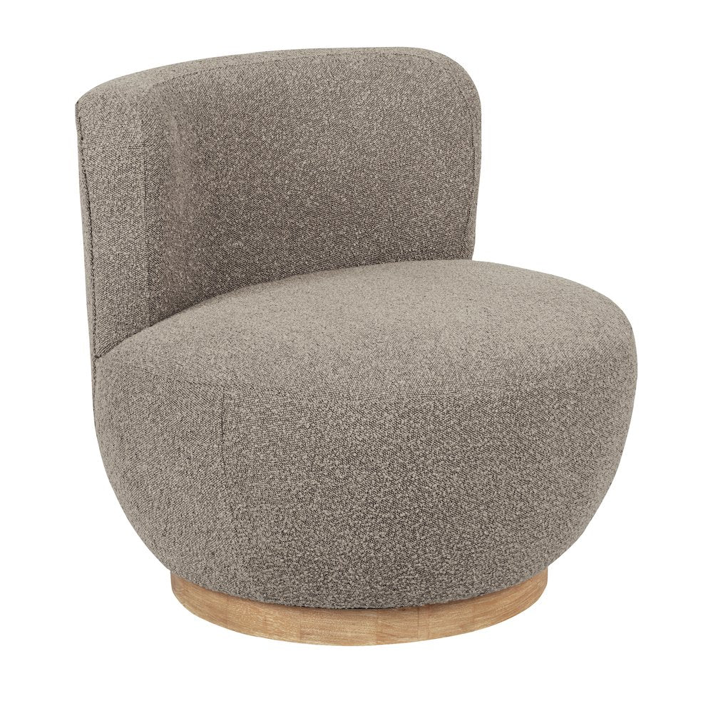 Maya Occasional Swivel Chair in Gray Boucle Fabric