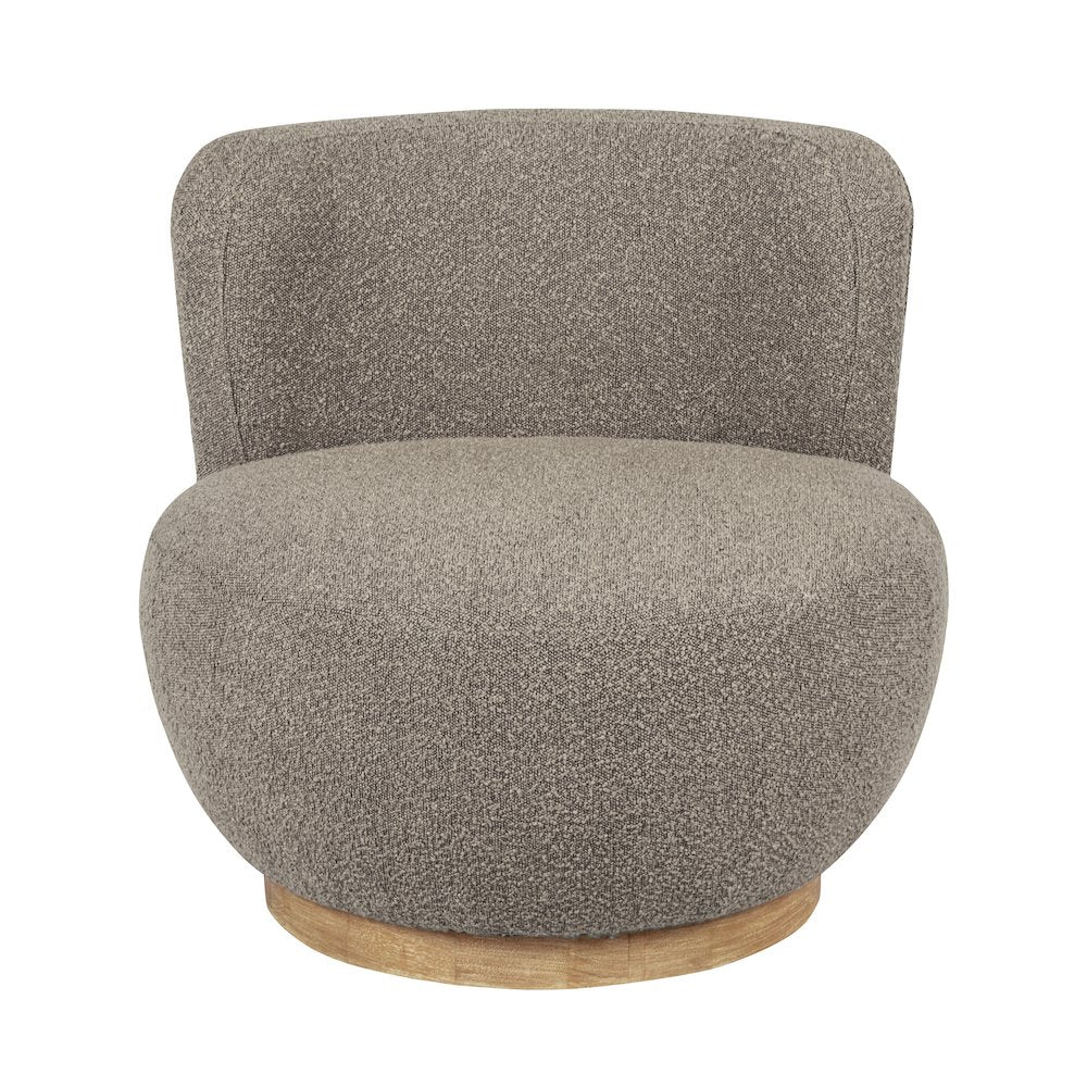 Maya Occasional Swivel Chair in Gray Boucle Fabric