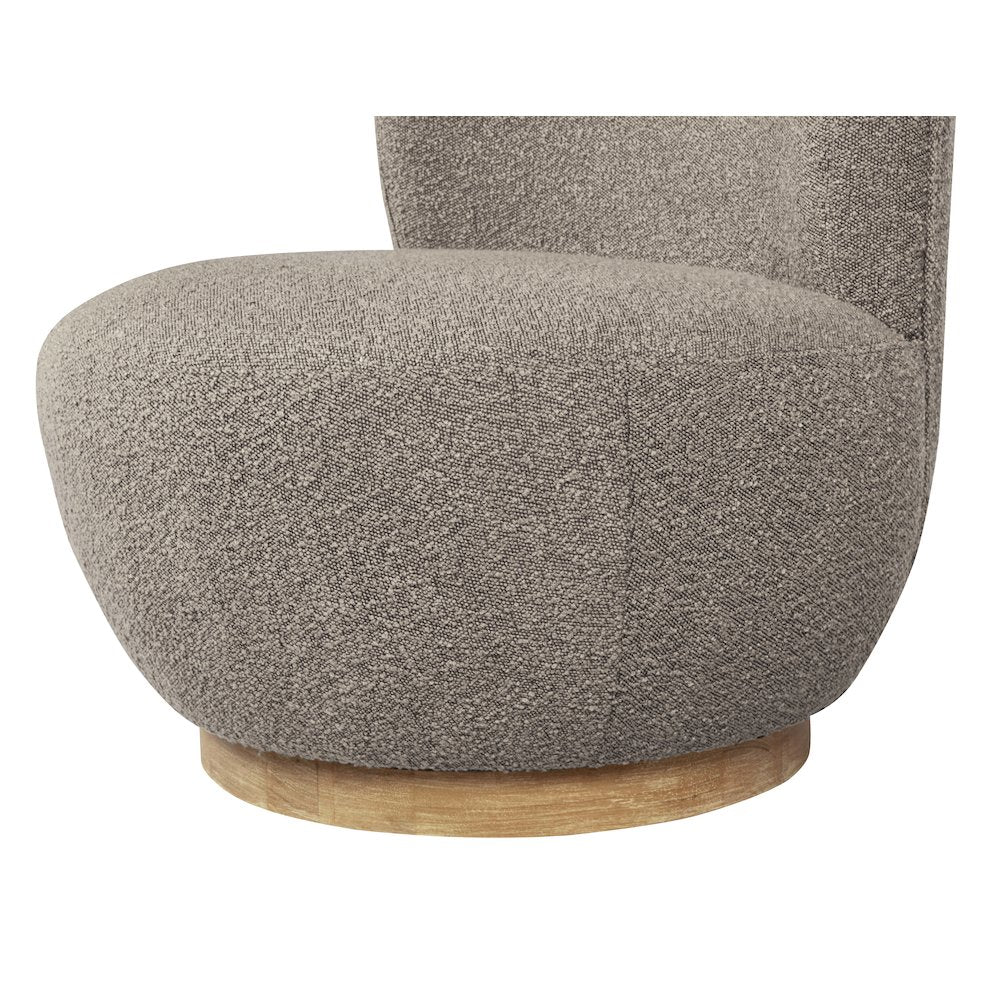 Maya Occasional Swivel Chair in Gray Boucle Fabric