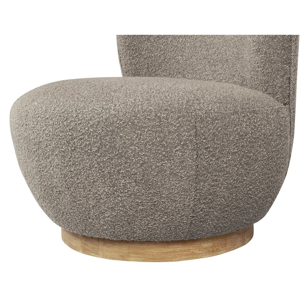 Maya Occasional Swivel Chair in Gray Boucle Fabric