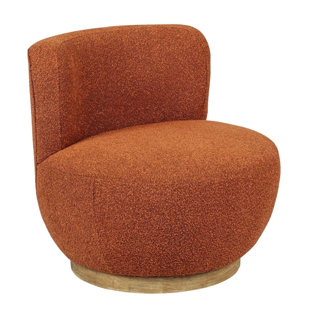 Maya Occasional Swivel Chair in Rust Boucle Fabric