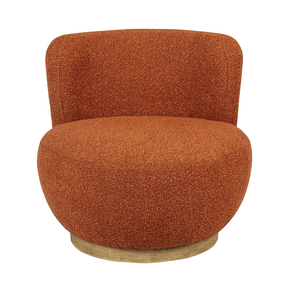 Maya Occasional Swivel Chair in Rust Boucle Fabric