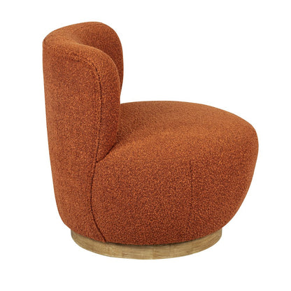 Maya Occasional Swivel Chair in Rust Boucle Fabric