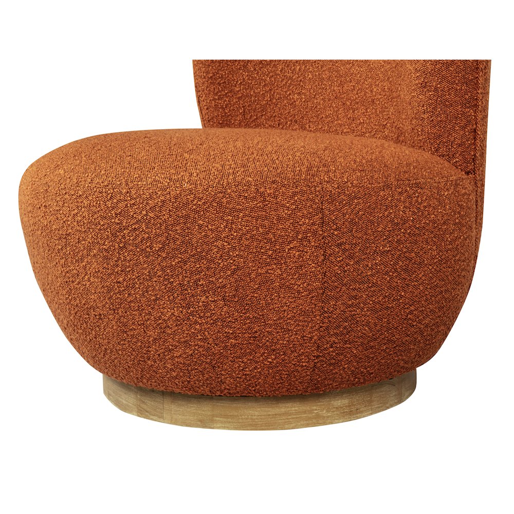 Maya Occasional Swivel Chair in Rust Boucle Fabric