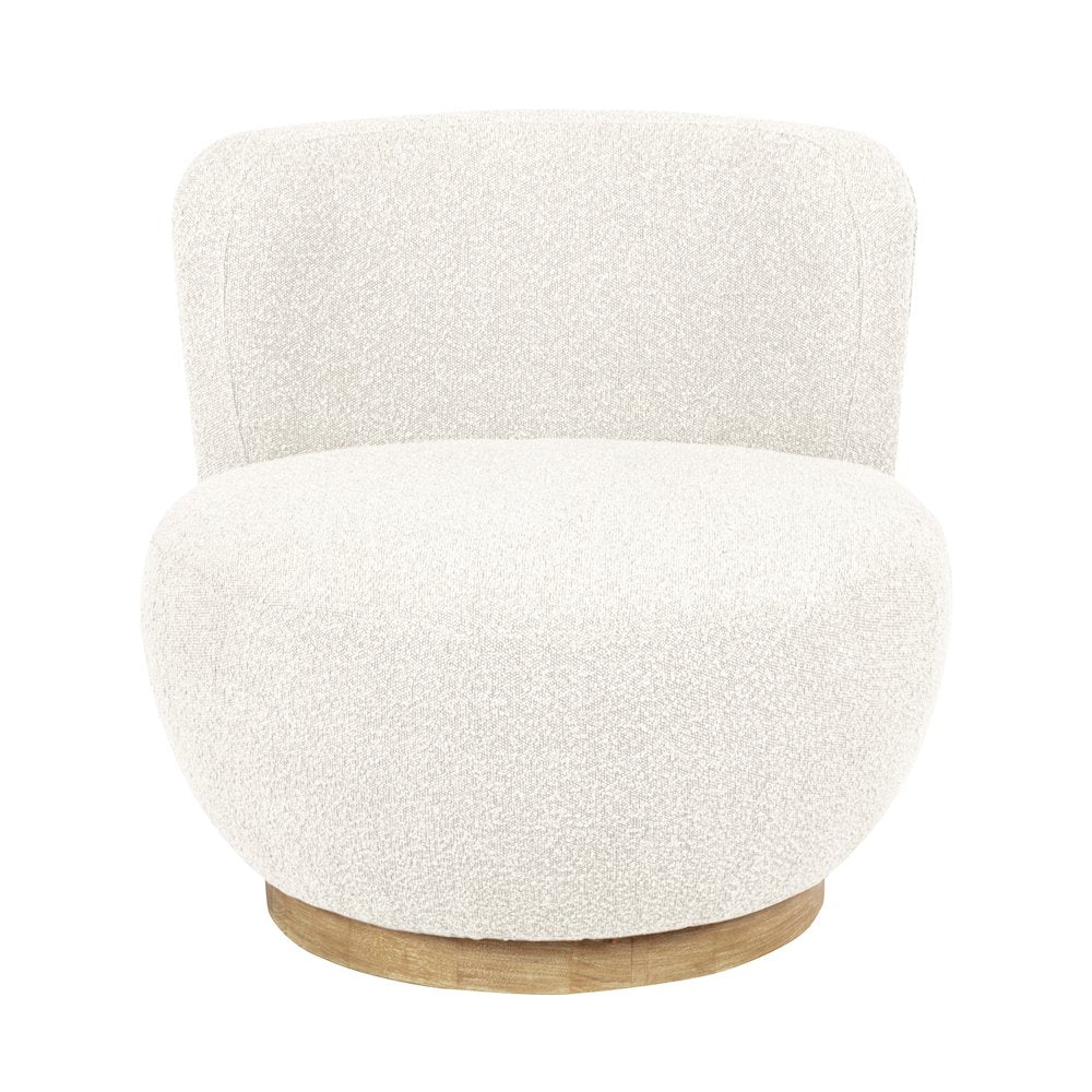 Maya Occasional Swivel Chair in Ivory Boucle Fabric