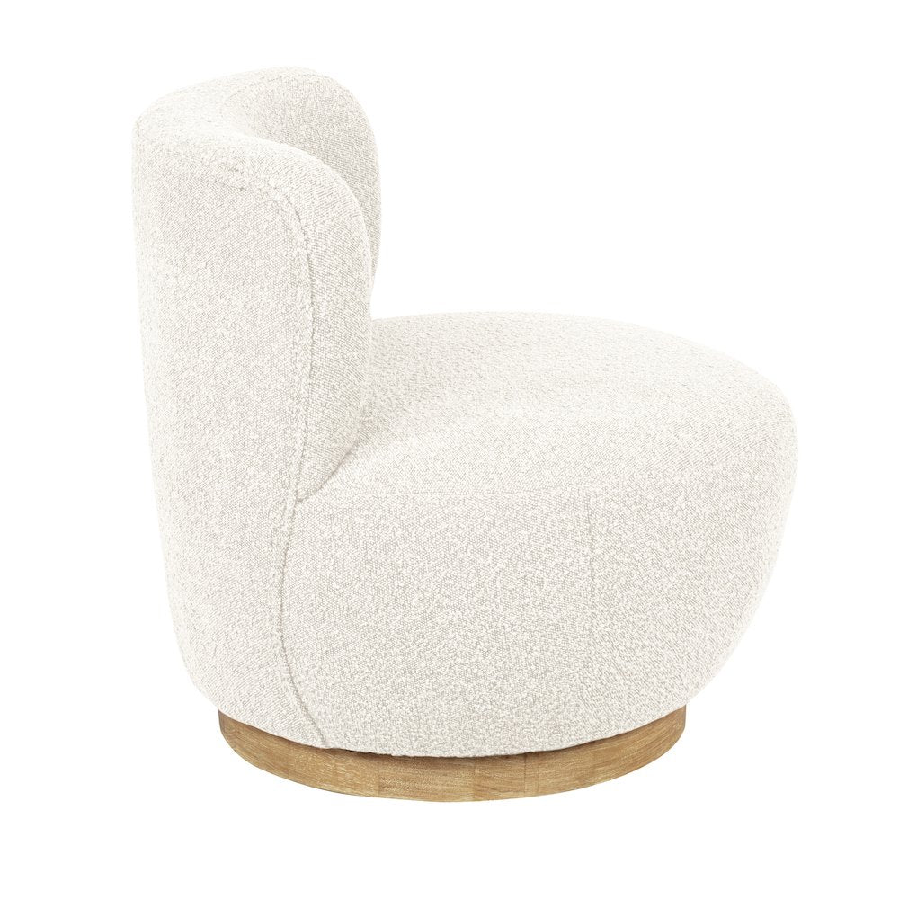 Maya Occasional Swivel Chair in Ivory Boucle Fabric