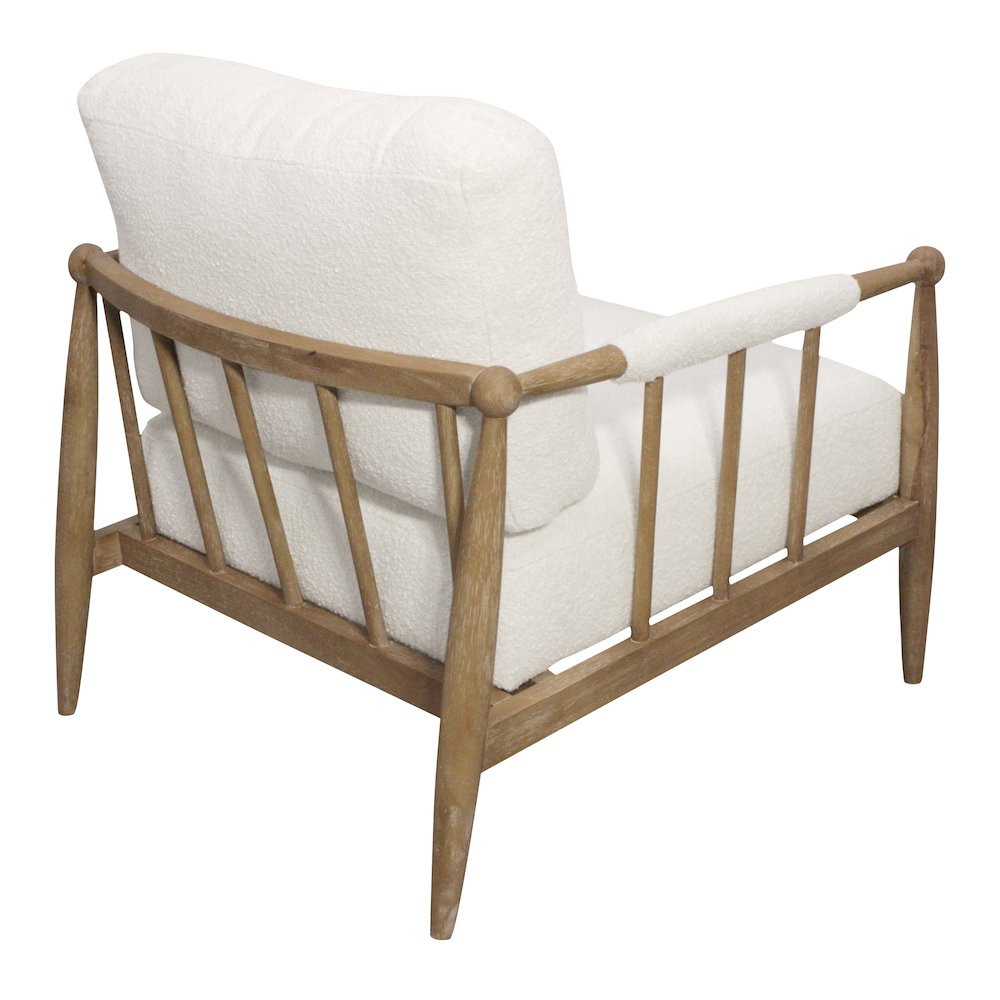 Venus Lounge Chair in Ivory Boucle on Natural Solid Wood