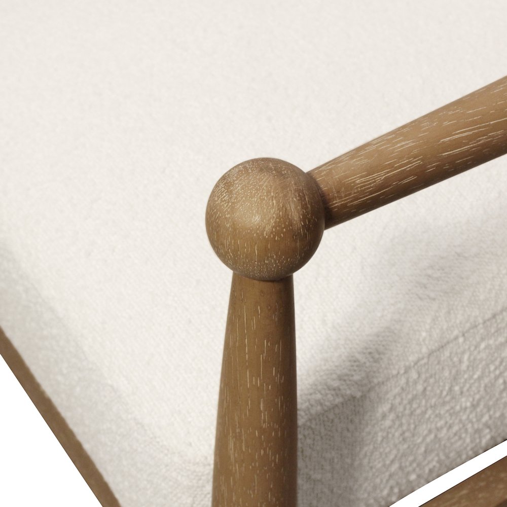 Venus Lounge Chair in Ivory Boucle on Natural Solid Wood