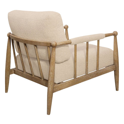 Venus Lounge Chair in Beige Boucle on Natural Solid Wood