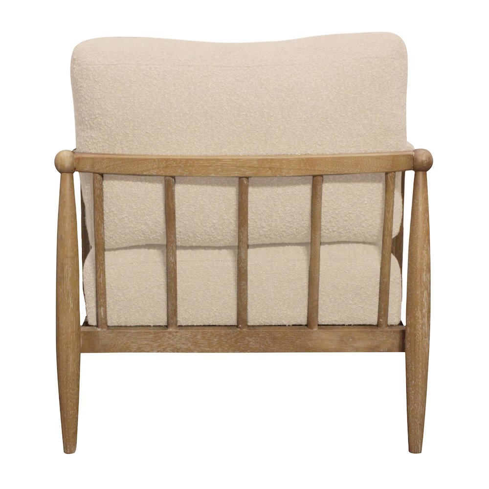 Venus Lounge Chair in Beige Boucle on Natural Solid Wood