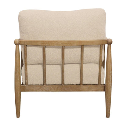 Venus Lounge Chair in Beige Boucle on Natural Solid Wood