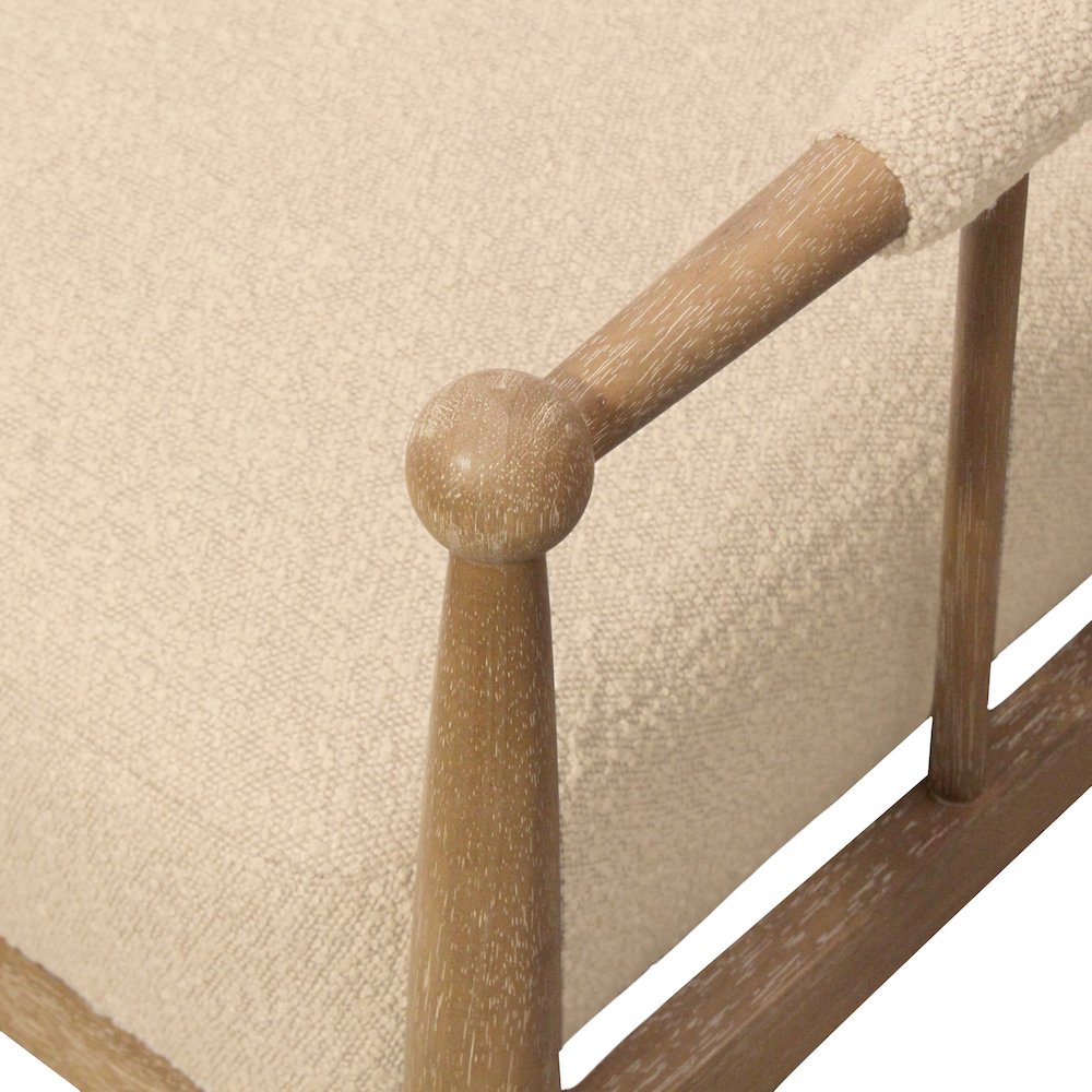 Venus Lounge Chair in Beige Boucle on Natural Solid Wood