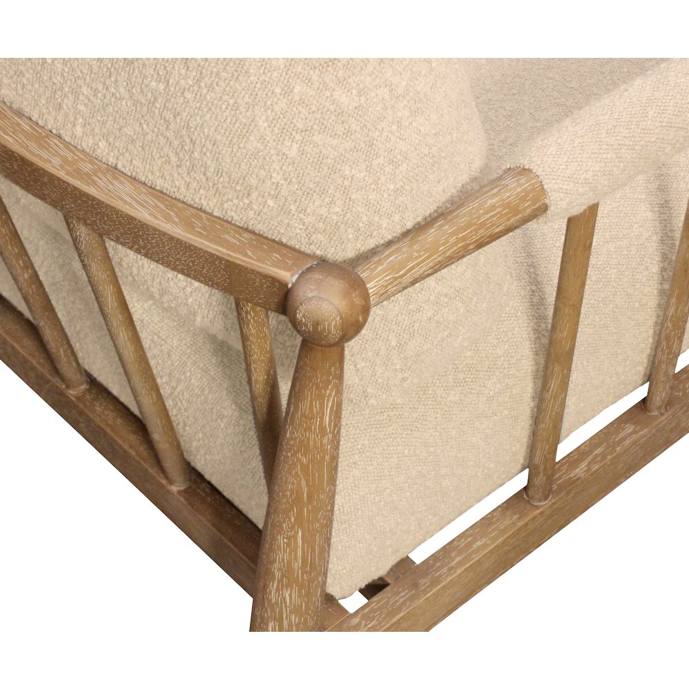 Venus Lounge Chair in Beige Boucle on Natural Solid Wood