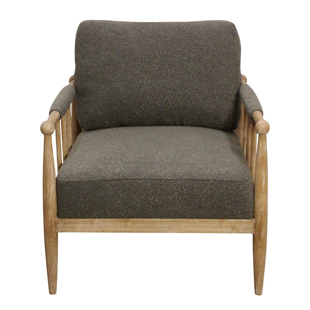Venus Lounge Chair in Iron Ore Boucle on Natural Solid Wood