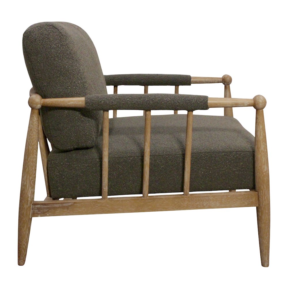 Venus Lounge Chair in Iron Ore Boucle on Natural Solid Wood