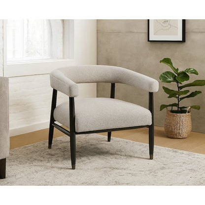 Quinn Arm Chair in Silver Boucle with Space Black Wood Frame