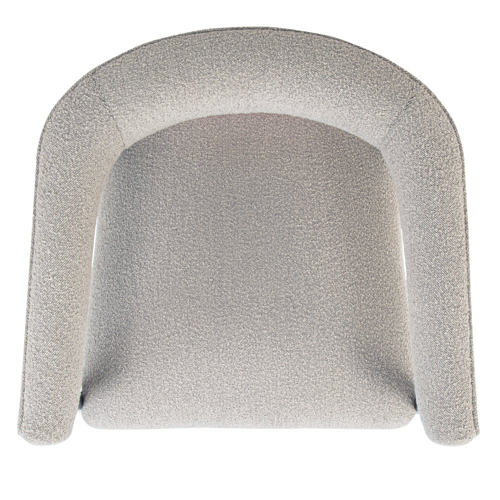 Quinn Arm Chair in Silver Boucle with Space Black Wood Frame