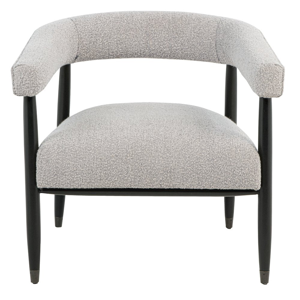 Quinn Arm Chair in Silver Boucle with Space Black Wood Frame