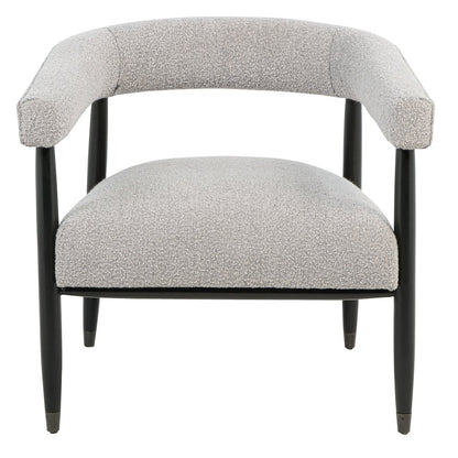 Quinn Arm Chair in Silver Boucle with Space Black Wood Frame
