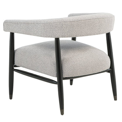 Quinn Arm Chair in Silver Boucle with Space Black Wood Frame