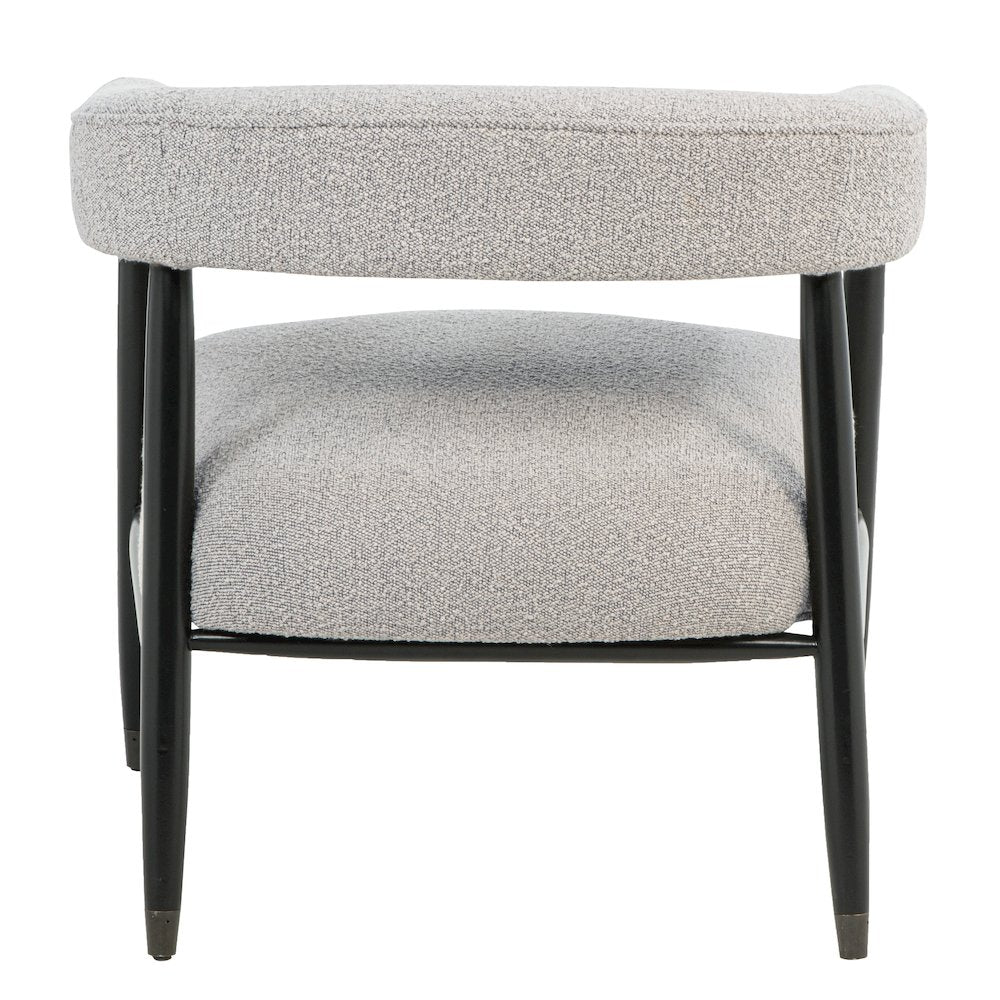 Quinn Arm Chair in Silver Boucle with Space Black Wood Frame