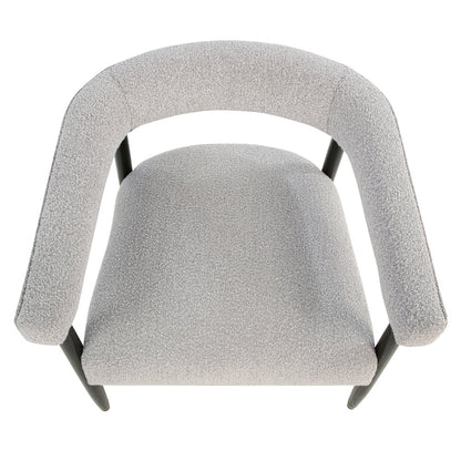 Quinn Arm Chair in Silver Boucle with Space Black Wood Frame
