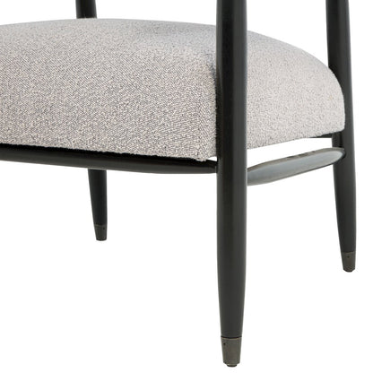 Quinn Arm Chair in Silver Boucle with Space Black Wood Frame