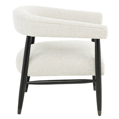 Quinn Arm Chair in Ivory Boucle with Space Black Wood Frame