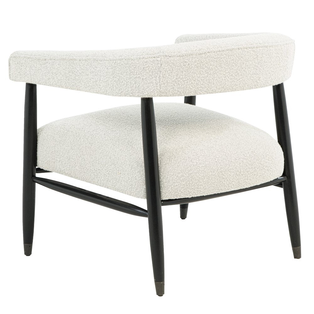 Quinn Arm Chair in Ivory Boucle with Space Black Wood Frame