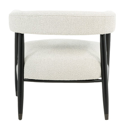 Quinn Arm Chair in Ivory Boucle with Space Black Wood Frame